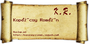 Kopácsy Román névjegykártya